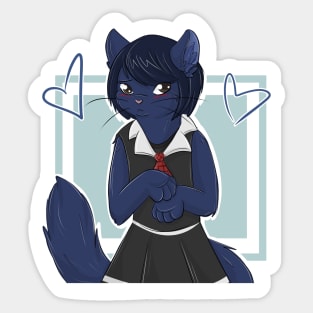 Shy Black Cat Girl Sticker